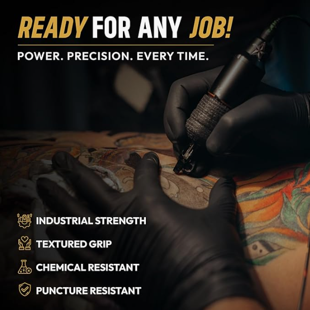 6 Mil Black Nitrile Disposable Gloves