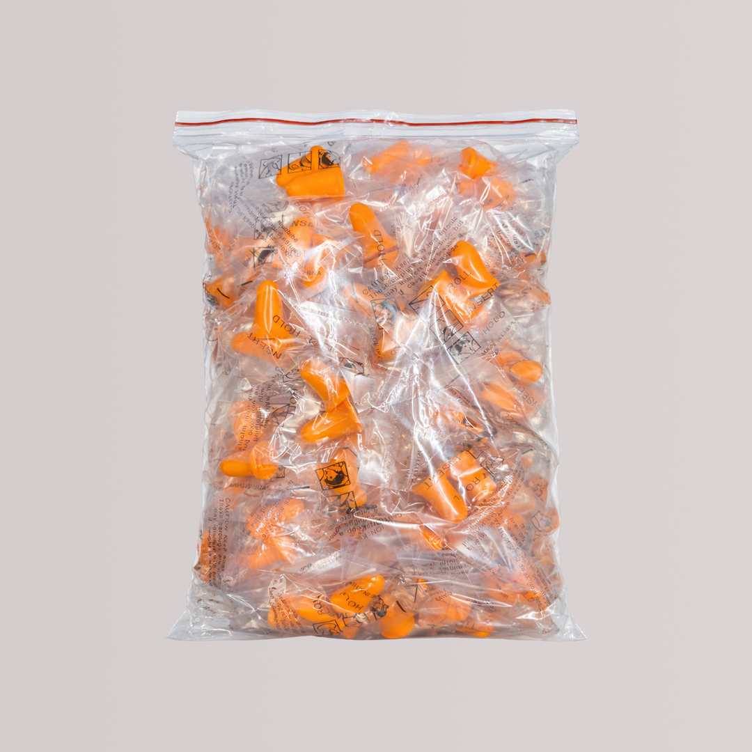 Foam Earplugs - (100 Pairs) Bell Shape, Noise Reduction 32 dB, Individually Wrapped