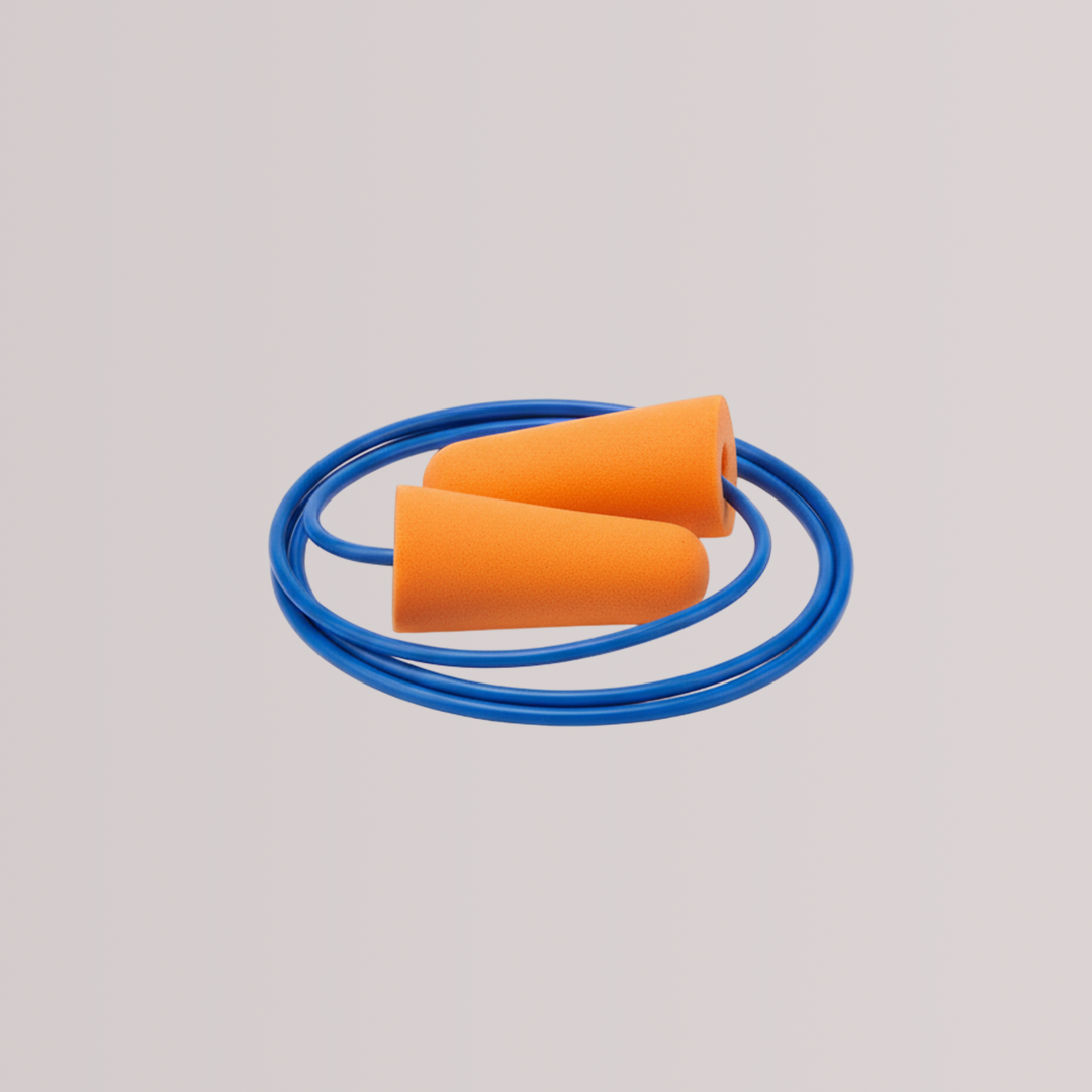 Corded Foam Earplugs - (100 Pairs) Noise Reduction 32 dB, Soft Foam, Individually Wrapped