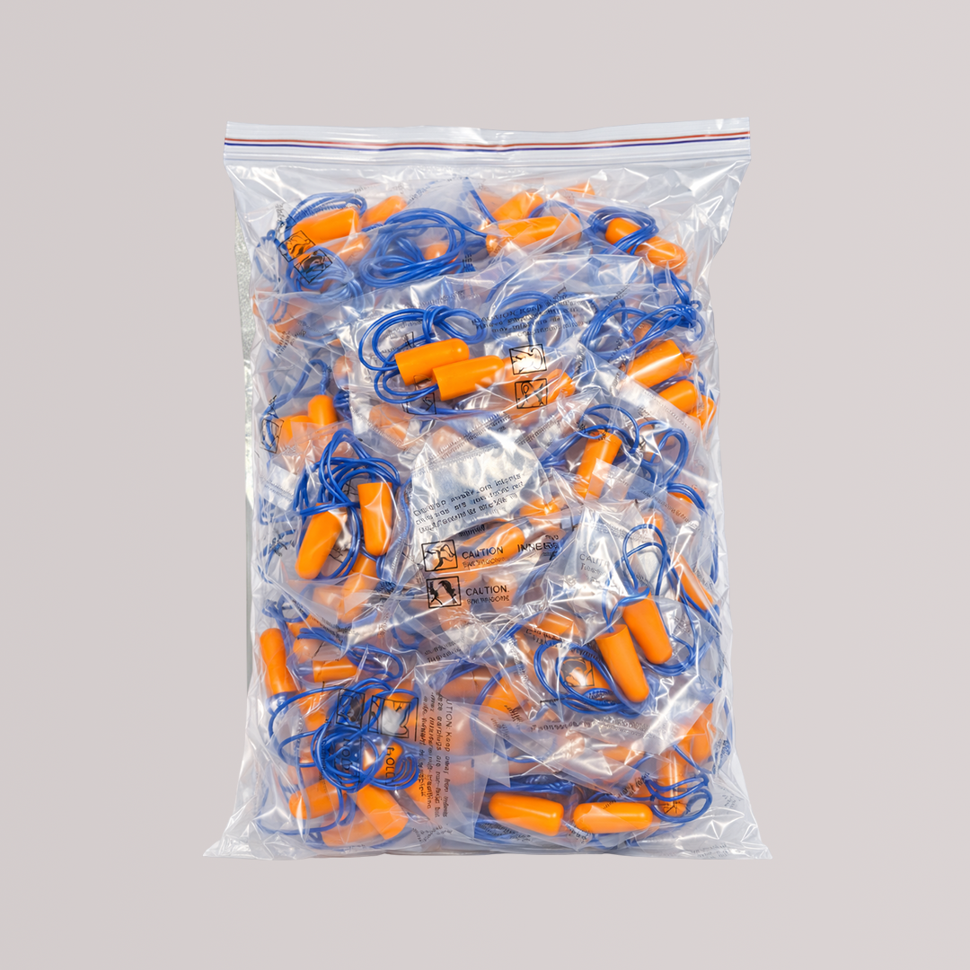 Corded Foam Earplugs - (100 Pairs) Noise Reduction 32 dB, Soft Foam, Individually Wrapped