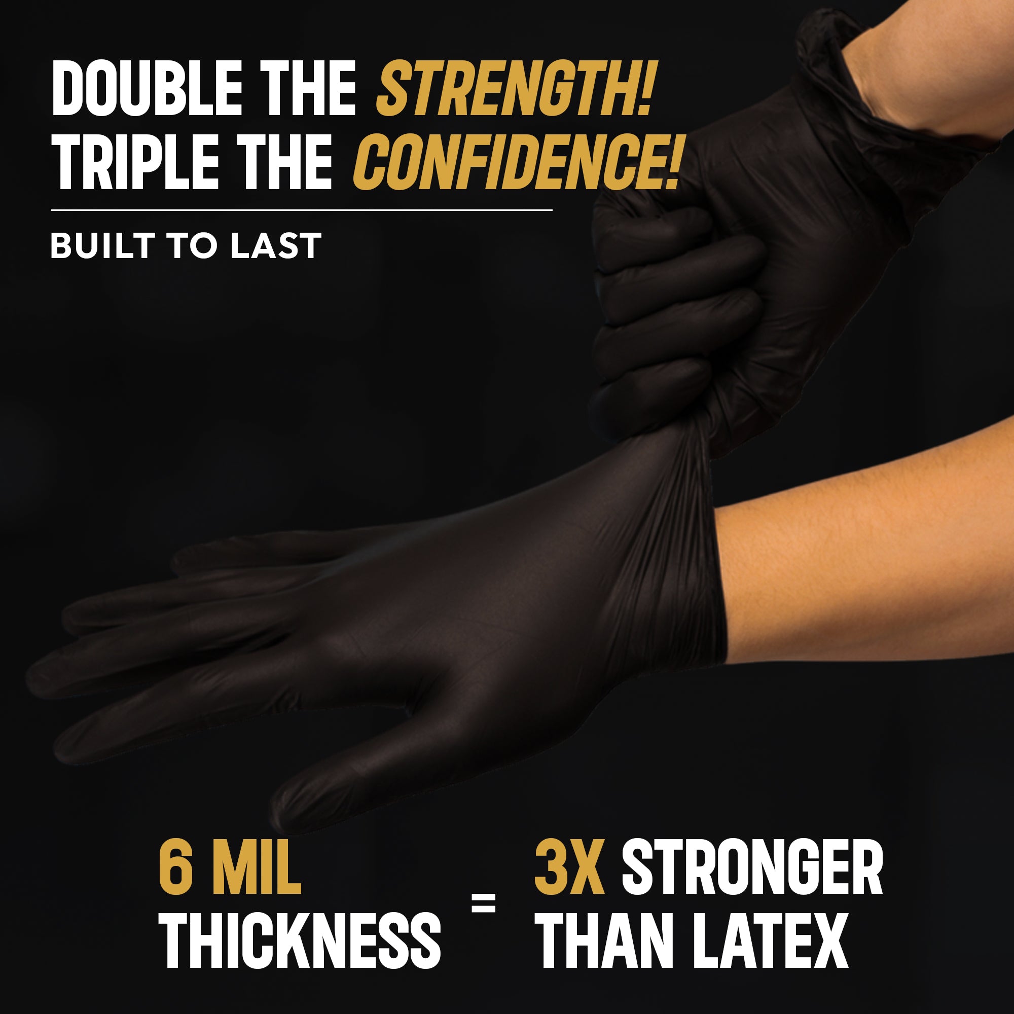 6 Mil Black Nitrile Disposable Gloves