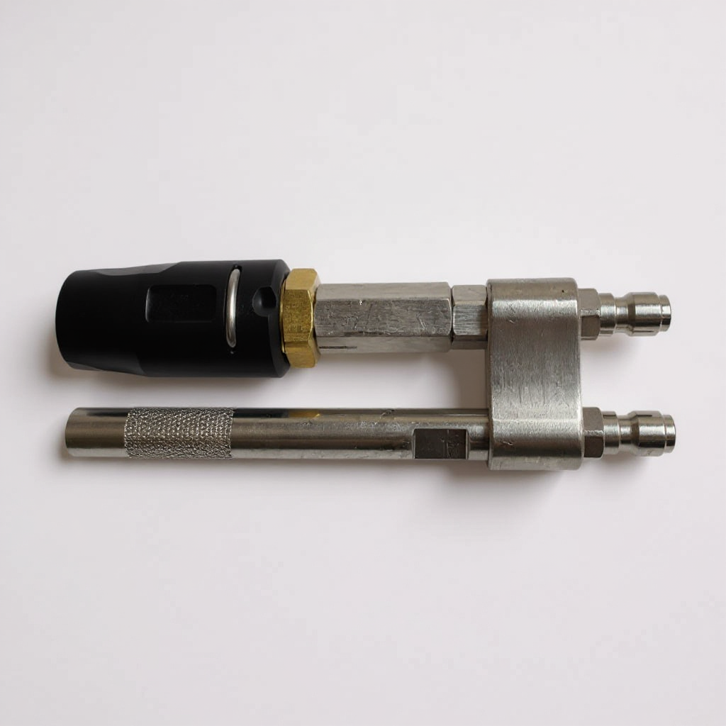 Soft Wash Dual-Tip Twist Nozzle — Adjustable M5 Style + Long-Range Shooter (Stainless Steel)